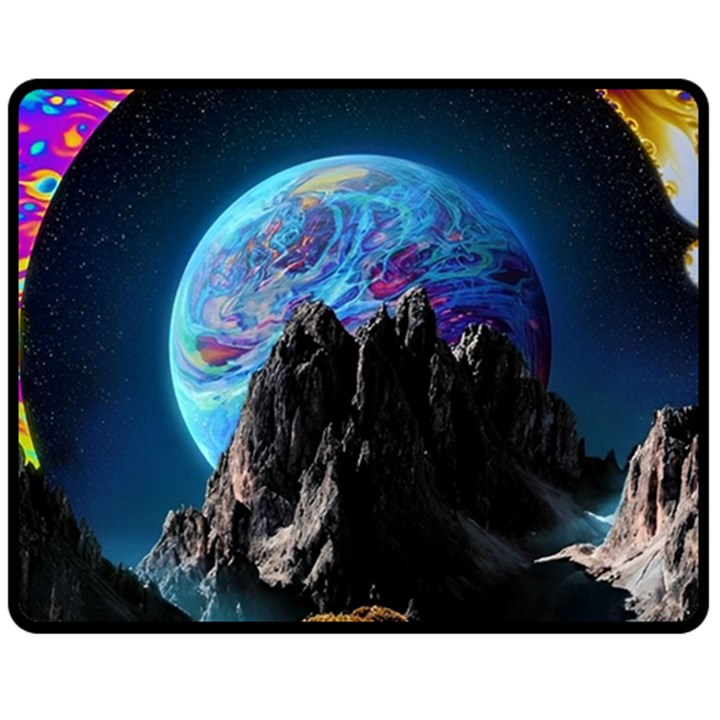 Aesthetic Psychedelic Drawings Art Acid Space Two Sides Fleece Blanket (Medium)