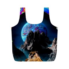 Aesthetic Psychedelic Drawings Art Acid Space Full Print Recycle Bag (m) by Cendanart