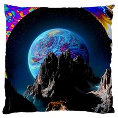 Aesthetic Psychedelic Drawings Art Acid Space Large Premium Plush Fleece Cushion Case (one Side) by Cendanart