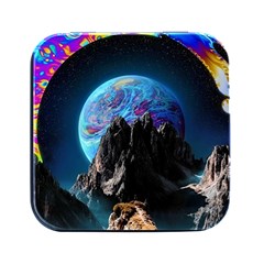 Aesthetic Psychedelic Drawings Art Acid Space Square Metal Box (black) by Cendanart