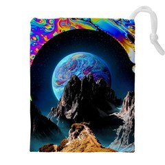 Aesthetic Psychedelic Drawings Art Acid Space Drawstring Pouch (4xl) by Cendanart