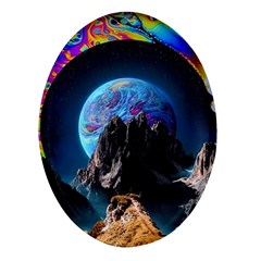 Aesthetic Psychedelic Drawings Art Acid Space Oval Glass Fridge Magnet (4 Pack) by Cendanart