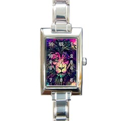 Psychedelic Lion Rectangle Italian Charm Watch by Cendanart