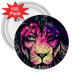 Psychedelic Lion 3  Buttons (100 Pack)  by Cendanart