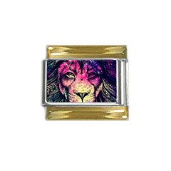 Psychedelic Lion Gold Trim Italian Charm (9mm) by Cendanart