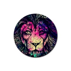 Psychedelic Lion Rubber Coaster (round) by Cendanart