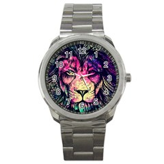 Psychedelic Lion Sport Metal Watch by Cendanart