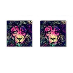 Psychedelic Lion Cufflinks (square) by Cendanart