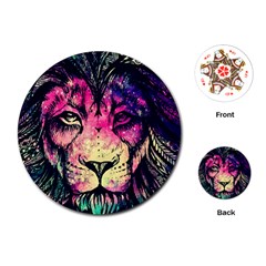 Psychedelic Lion Playing Cards Single Design (round) by Cendanart