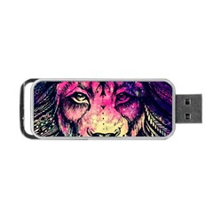 Psychedelic Lion Portable Usb Flash (two Sides) by Cendanart