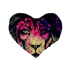 Psychedelic Lion Standard 16  Premium Heart Shape Cushions by Cendanart