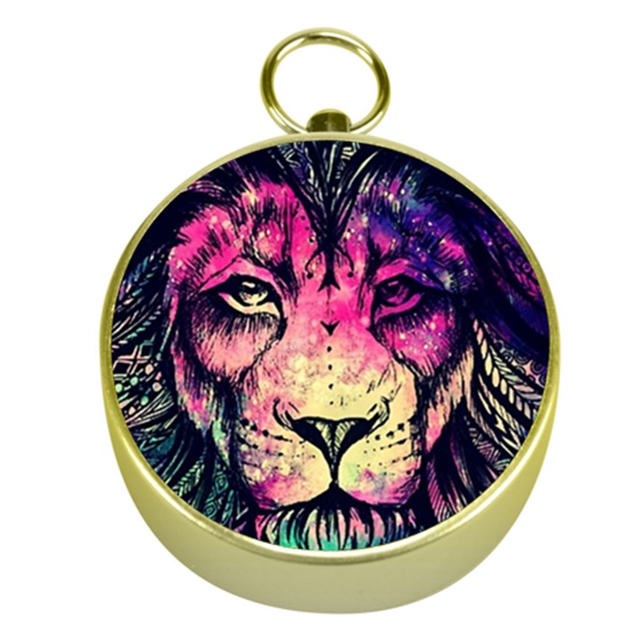 Psychedelic Lion Gold Compasses