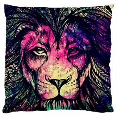 Psychedelic Lion Standard Premium Plush Fleece Cushion Case (one Side) by Cendanart