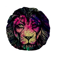 Psychedelic Lion Standard 15  Premium Flano Round Cushions by Cendanart