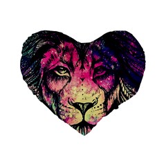 Psychedelic Lion Standard 16  Premium Flano Heart Shape Cushions by Cendanart