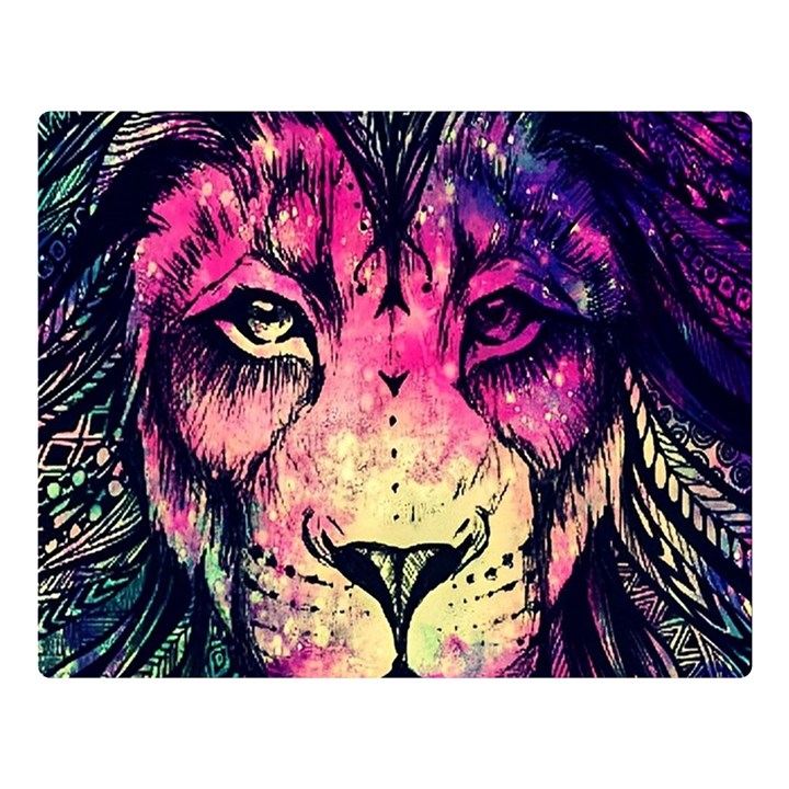 Psychedelic Lion Two Sides Premium Plush Fleece Blanket (Large)