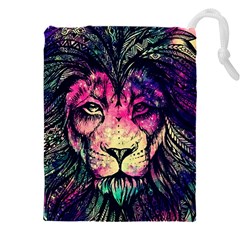 Psychedelic Lion Drawstring Pouch (4xl) by Cendanart