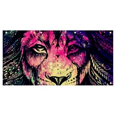 Psychedelic Lion Banner And Sign 8  X 4  by Cendanart