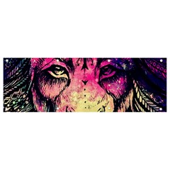 Psychedelic Lion Banner And Sign 9  X 3  by Cendanart