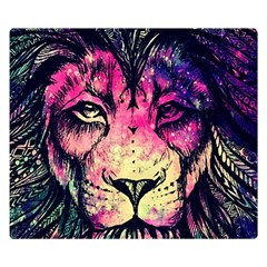 Psychedelic Lion Premium Plush Fleece Blanket (small) by Cendanart