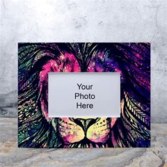 Psychedelic Lion White Tabletop Photo Frame 4 x6  by Cendanart