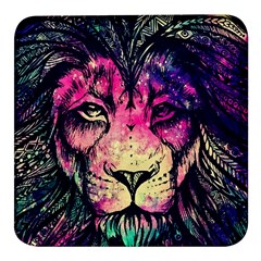 Psychedelic Lion Square Glass Fridge Magnet (4 Pack) by Cendanart