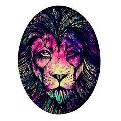 Psychedelic Lion Oval Glass Fridge Magnet (4 Pack) by Cendanart