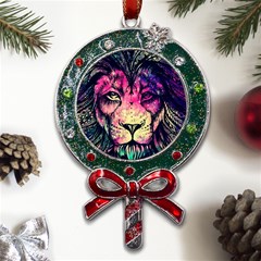 Psychedelic Lion Metal X mas Lollipop With Crystal Ornament by Cendanart