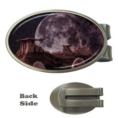 In The Cosmos Moon Sci-fi Space Sky Money Clips (oval)  by Cendanart