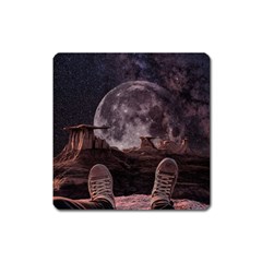 In The Cosmos Moon Sci-fi Space Sky Square Magnet by Cendanart