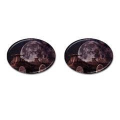 In The Cosmos Moon Sci-fi Space Sky Cufflinks (oval) by Cendanart