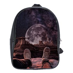 In The Cosmos Moon Sci-fi Space Sky School Bag (large) by Cendanart