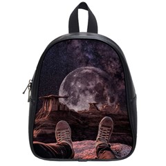 In The Cosmos Moon Sci-fi Space Sky School Bag (small) by Cendanart