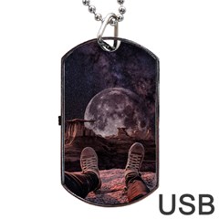 In The Cosmos Moon Sci-fi Space Sky Dog Tag Usb Flash (one Side) by Cendanart