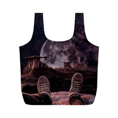 In The Cosmos Moon Sci-fi Space Sky Full Print Recycle Bag (m) by Cendanart