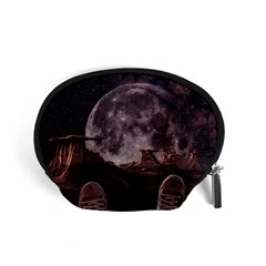 In The Cosmos Moon Sci-fi Space Sky Accessory Pouch (small) by Cendanart