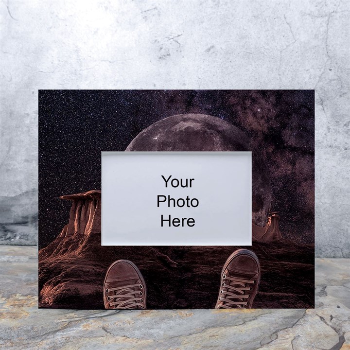 In The Cosmos Moon Sci-fi Space Sky White Tabletop Photo Frame 4 x6 