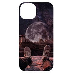 In The Cosmos Moon Sci-fi Space Sky Iphone 14 Black Uv Print Case by Cendanart