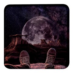 In The Cosmos Moon Sci-fi Space Sky Square Glass Fridge Magnet (4 Pack) by Cendanart