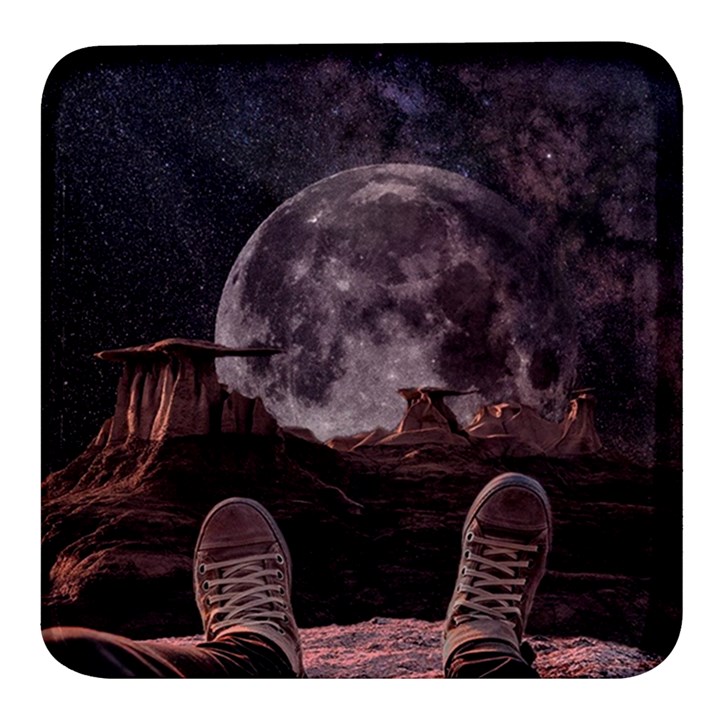 In The Cosmos Moon Sci-fi Space Sky Square Glass Fridge Magnet (4 pack)