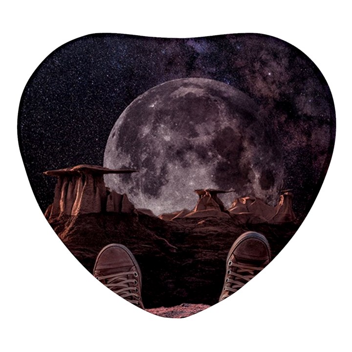 In The Cosmos Moon Sci-fi Space Sky Heart Glass Fridge Magnet (4 pack)