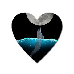 Dolphin Moon Water Heart Magnet by Ndabl3x