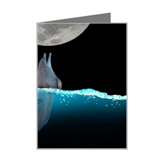 Dolphin Moon Water Mini Greeting Card by Ndabl3x