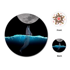 Dolphin Moon Water Playing Cards Single Design (round) by Ndabl3x