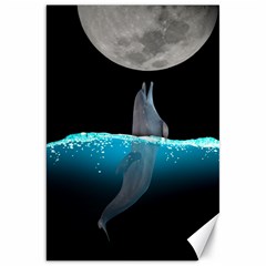 Dolphin Moon Water Canvas 20  X 30  by Ndabl3x