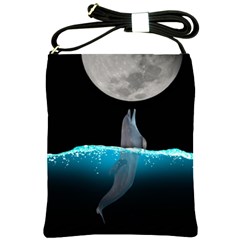 Dolphin Moon Water Shoulder Sling Bag by Ndabl3x