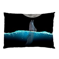 Dolphin Moon Water Pillow Case (two Sides) by Ndabl3x