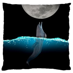 Dolphin Moon Water Large Cushion Case (one Side) by Ndabl3x