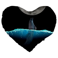 Dolphin Moon Water Large 19  Premium Heart Shape Cushions by Ndabl3x