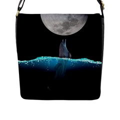 Dolphin Moon Water Flap Closure Messenger Bag (l) by Ndabl3x